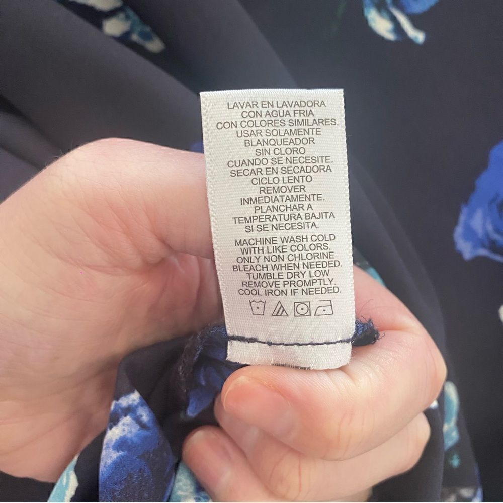 Thakoon Floral Print Round Neck Long Sleeve Pullover Sweatshirt Blue Combo Large - Picture 8 of 9